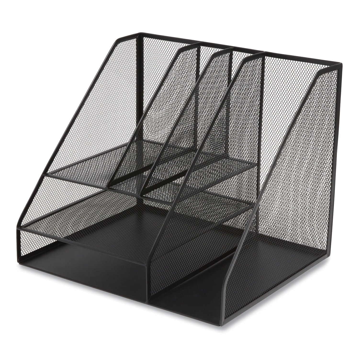 Wire Mesh Combination Organizer, Vertical/horizontal, 8 Sections, Letter-Size, 12 X 12 X 13.97, Matte Black