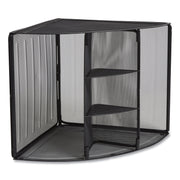 Wire Mesh Corner Organizer, Four Sections, 5.28 x 14.17 x 19.37, Black