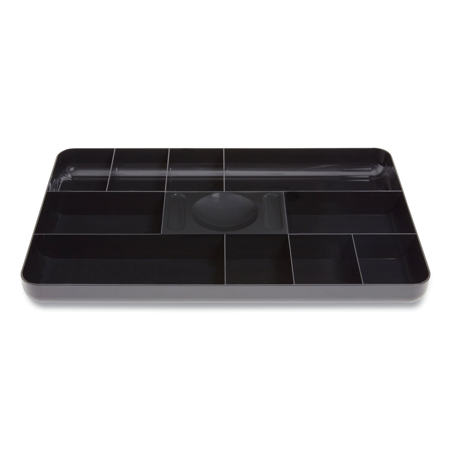 Shallow Plastic Drawer Organizer, 13 Compartments, 9.11 X 14.11 X 1.24, Black