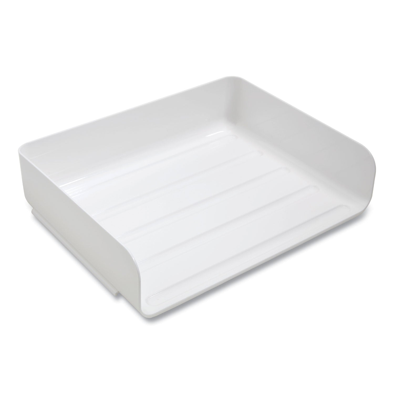 Side-Load Stackable Plastic Document Tray, 1 Section, Letter-Size, 12.63 X 9.72 X 3.01, White, 6/pack