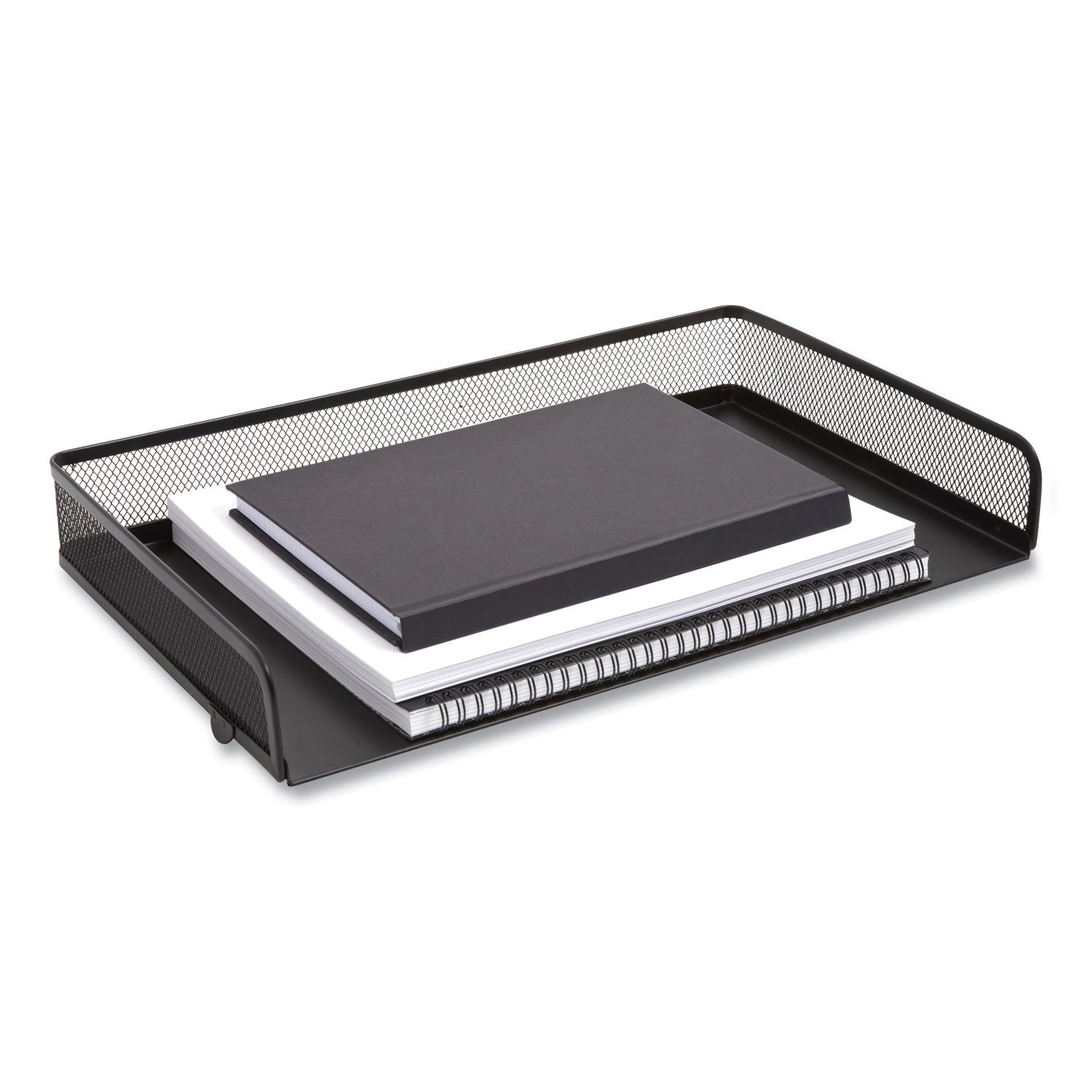 Side-Load Stackable Wire Mesh Document Tray, 1 Section, Legal-Size, 17.32 X 9.84 X 2.76, Matte Black