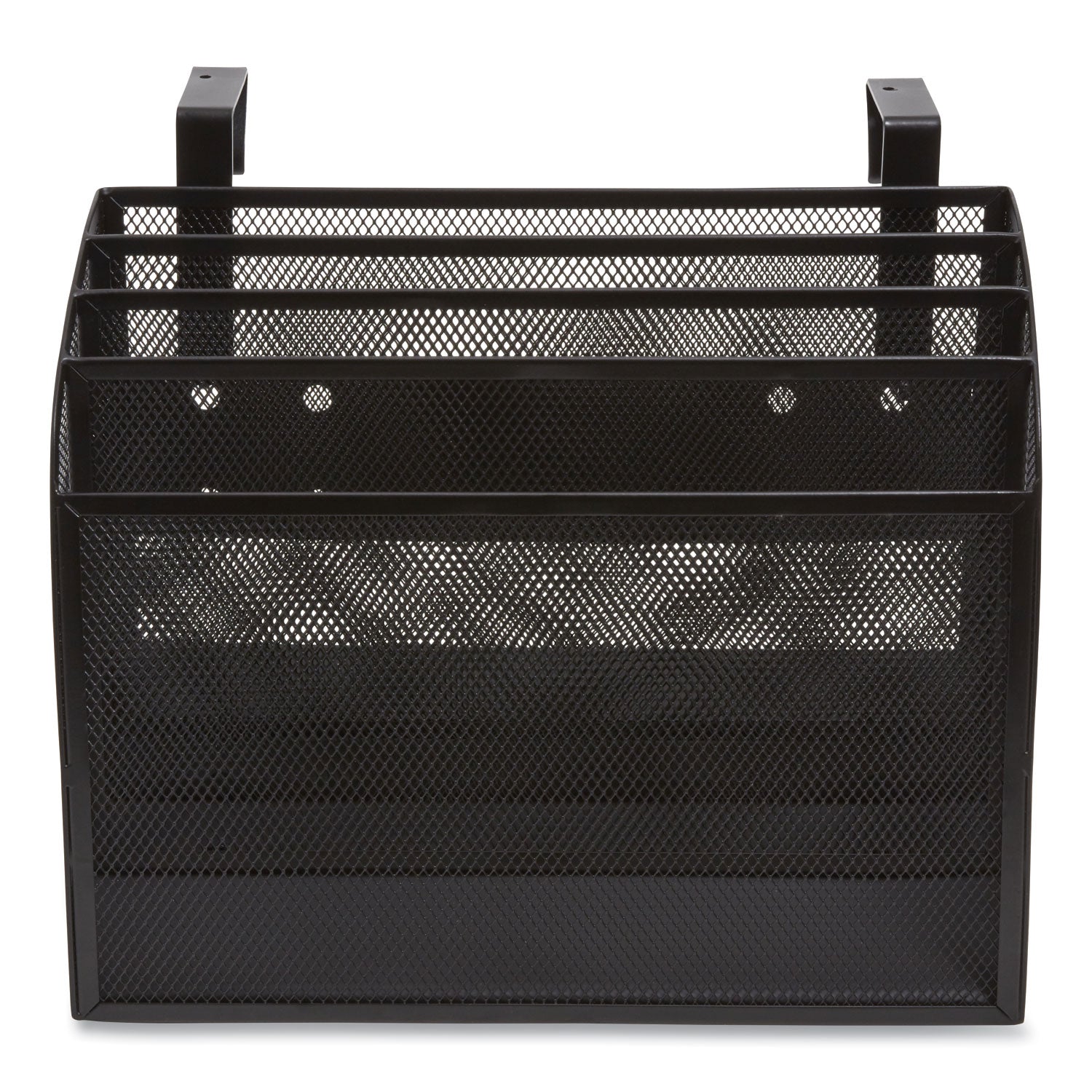Wire Mesh Incline Sorter, Enclosed Design, 4 Sections, Letter-Size, 12.99 X 6.49 X 10.15, Matte Black