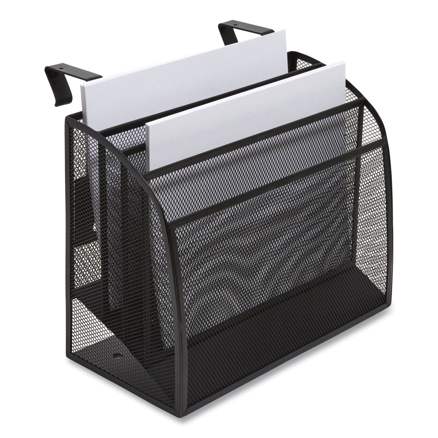 Wire Mesh Incline Sorter, Enclosed Design, 4 Sections, Letter-Size, 12.99 X 6.49 X 10.15, Matte Black