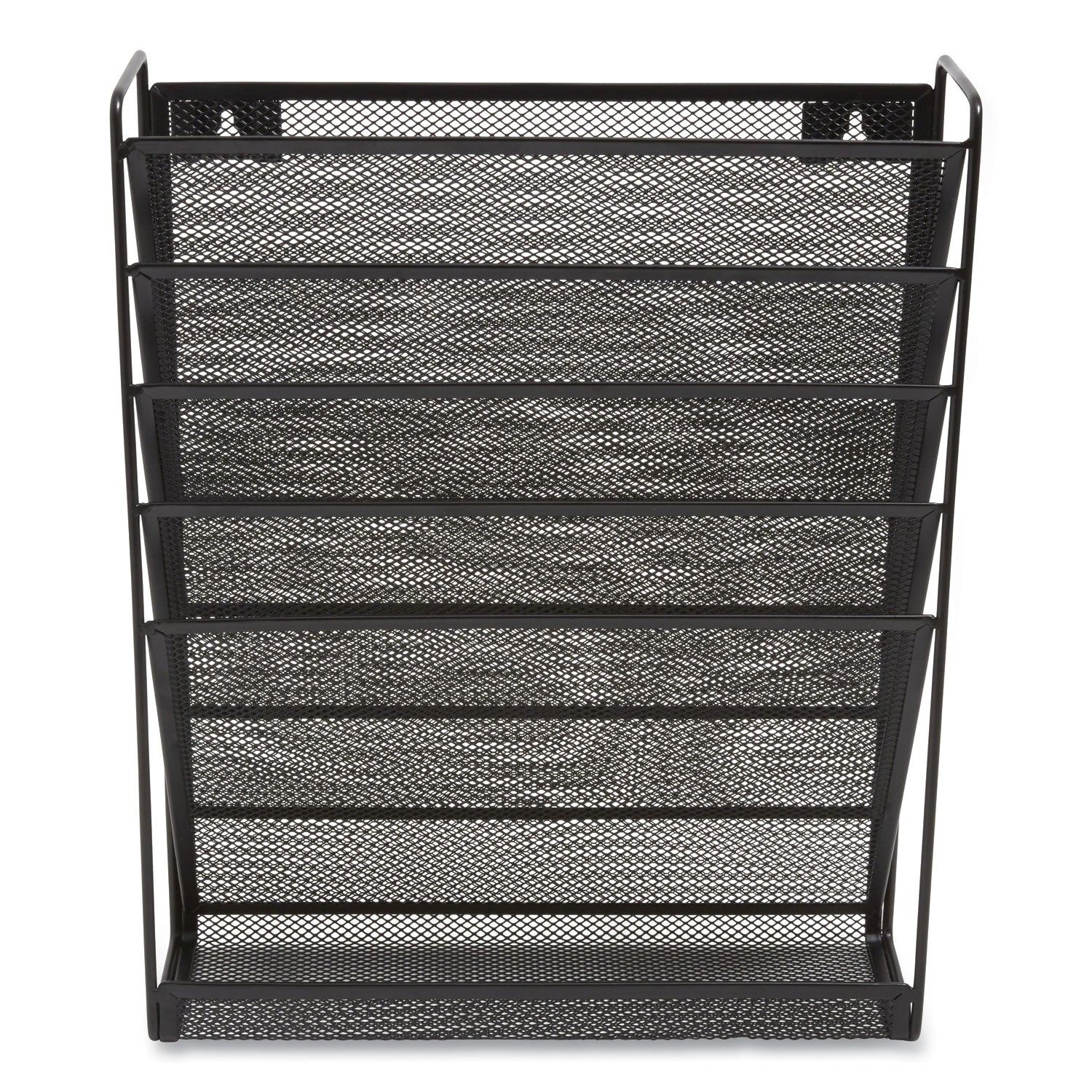 Wire Mesh Incline Sorter, Enclosed Design, 5 Sections, Letter-Size, 13.38 X 4.52 X 16.45, Matte Black