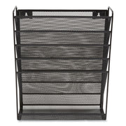 Wire Mesh Incline Sorter, Enclosed Design, 5 Sections, Letter-Size, 13.38 X 4.52 X 16.45, Matte Black
