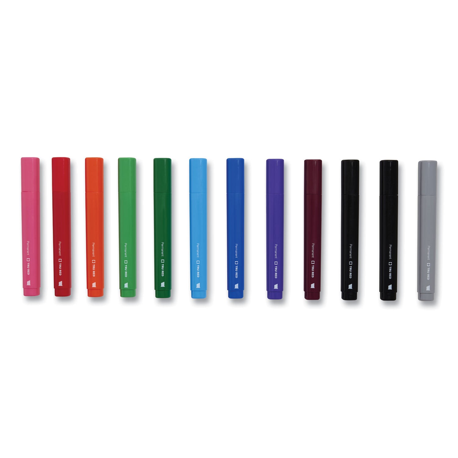 PERMANENT MARKER, TANK-STYLE, MEDIUM CHISEL TIP, ASSORTED COLORS, 12/PACK