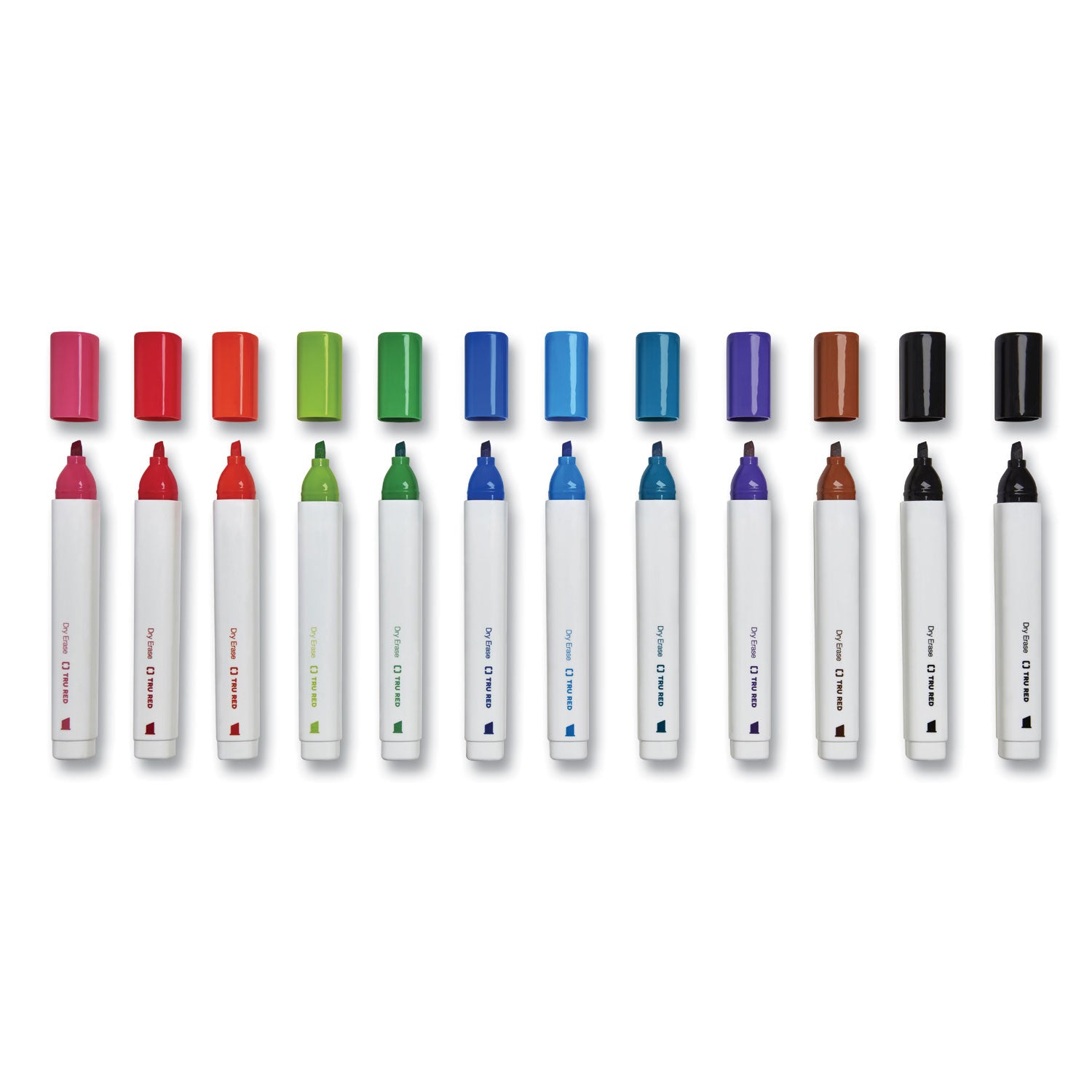 DRY ERASE MARKER, TANK-STYLE, MEDIUM CHISEL TIP, ASSORTED COLORS, 12/PACK