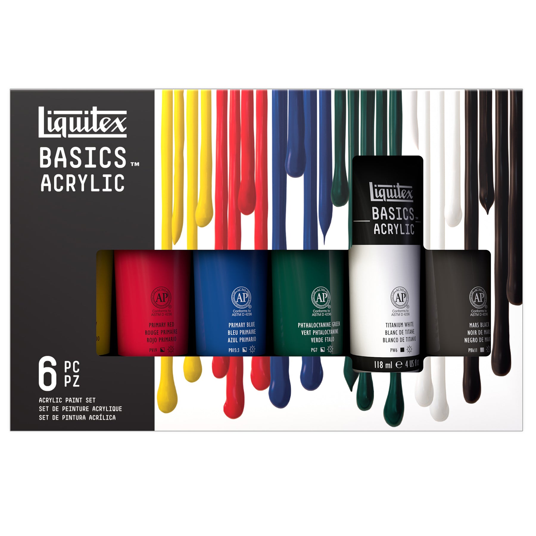 LQ BASICS Acrylic Color 6 x 118ml Tube Set
