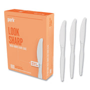 Heavyweight Plastic Cutlery, Knife, White, 100/Pack