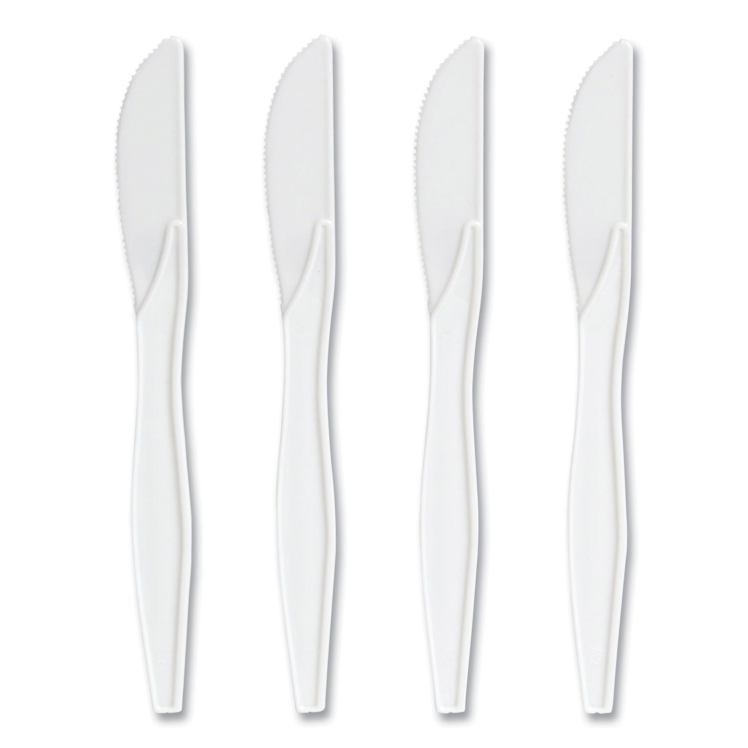 Mediumweight Plastic Cutlery, Knife, Plastic, White, 1,000/Pack