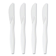 Mediumweight Plastic Cutlery, Knife, Plastic, White, 1,000/Pack