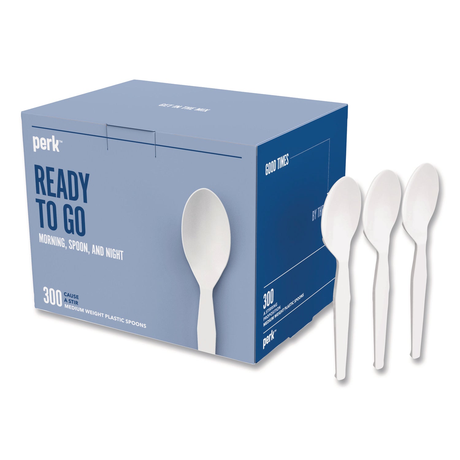 Eco-ID Mediumweight Compostable Cutlery, Spoon, Plastic, White, 300/Pack