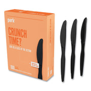 Heavyweight Plastic Cutlery, Knife, Black, 100/Pack