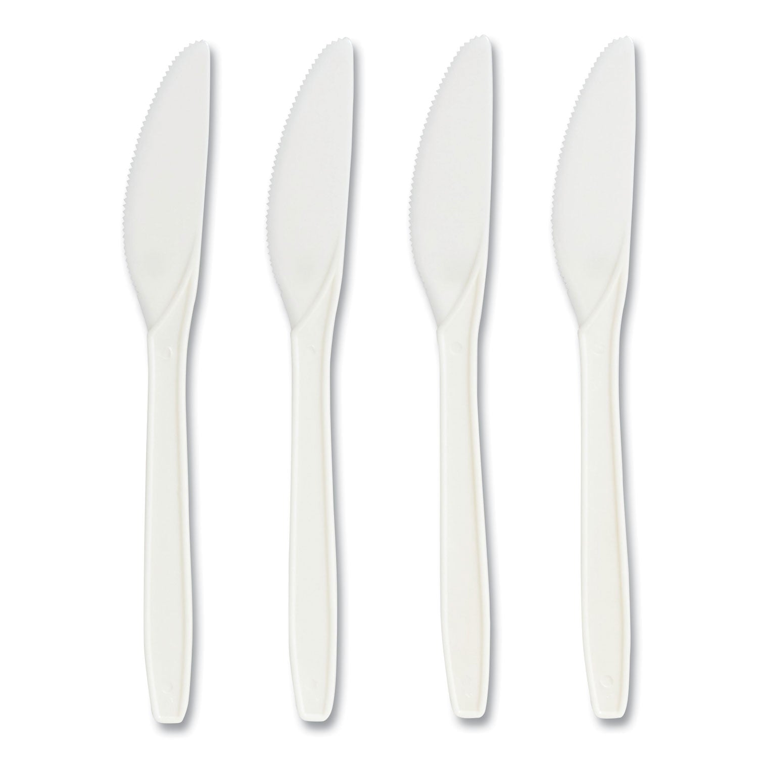 Eco-ID Compostable Cutlery, Mediumweight Knife, Plastic, White, 300/Pack