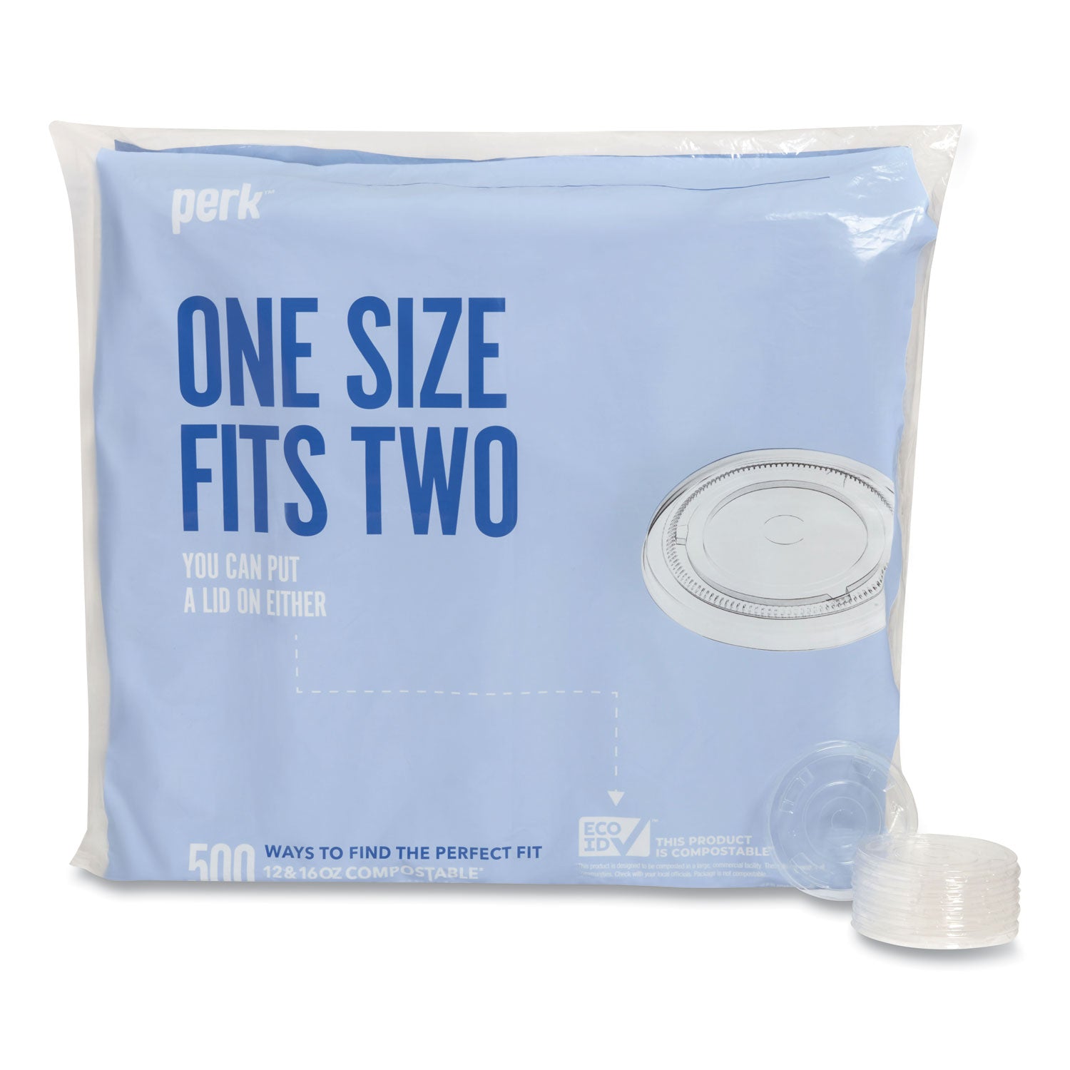 Compostable Straw Slot Plastic Cold Cup Lids, Fits 12 oz/16 oz Cold Cups, Clear, 500/Pack