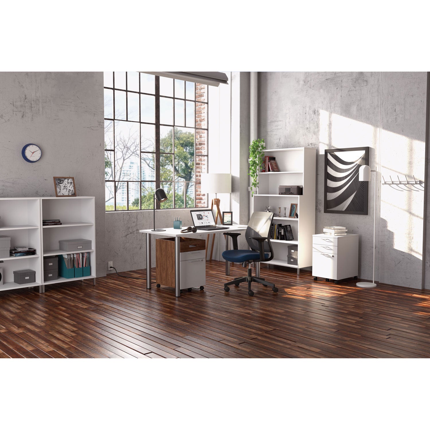 Essentials Laminate Bookcase, Five-Shelf, 35.8w x 14.9d x 72h, White