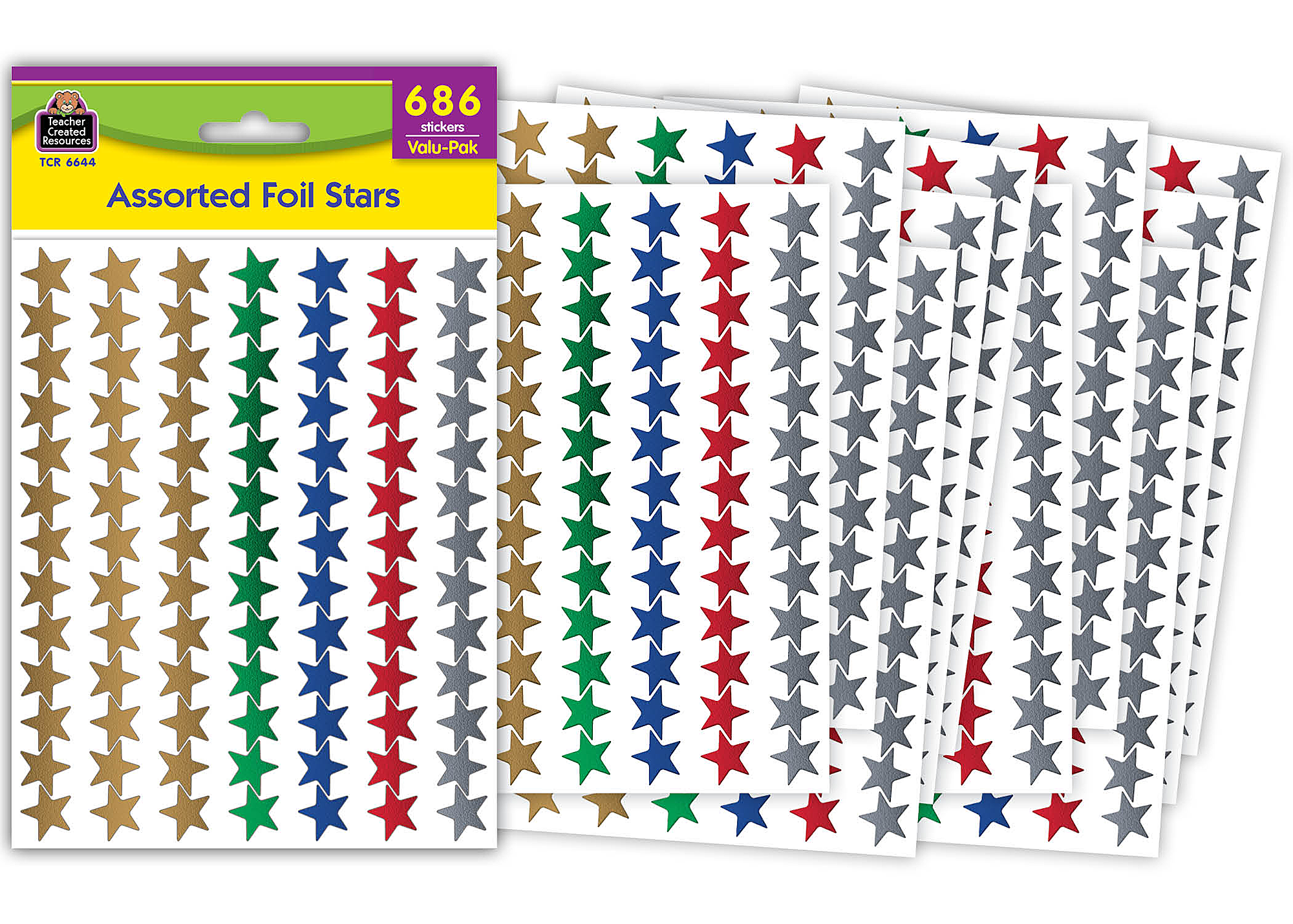 Assorted Foil Stars Stickers Valu-Pak