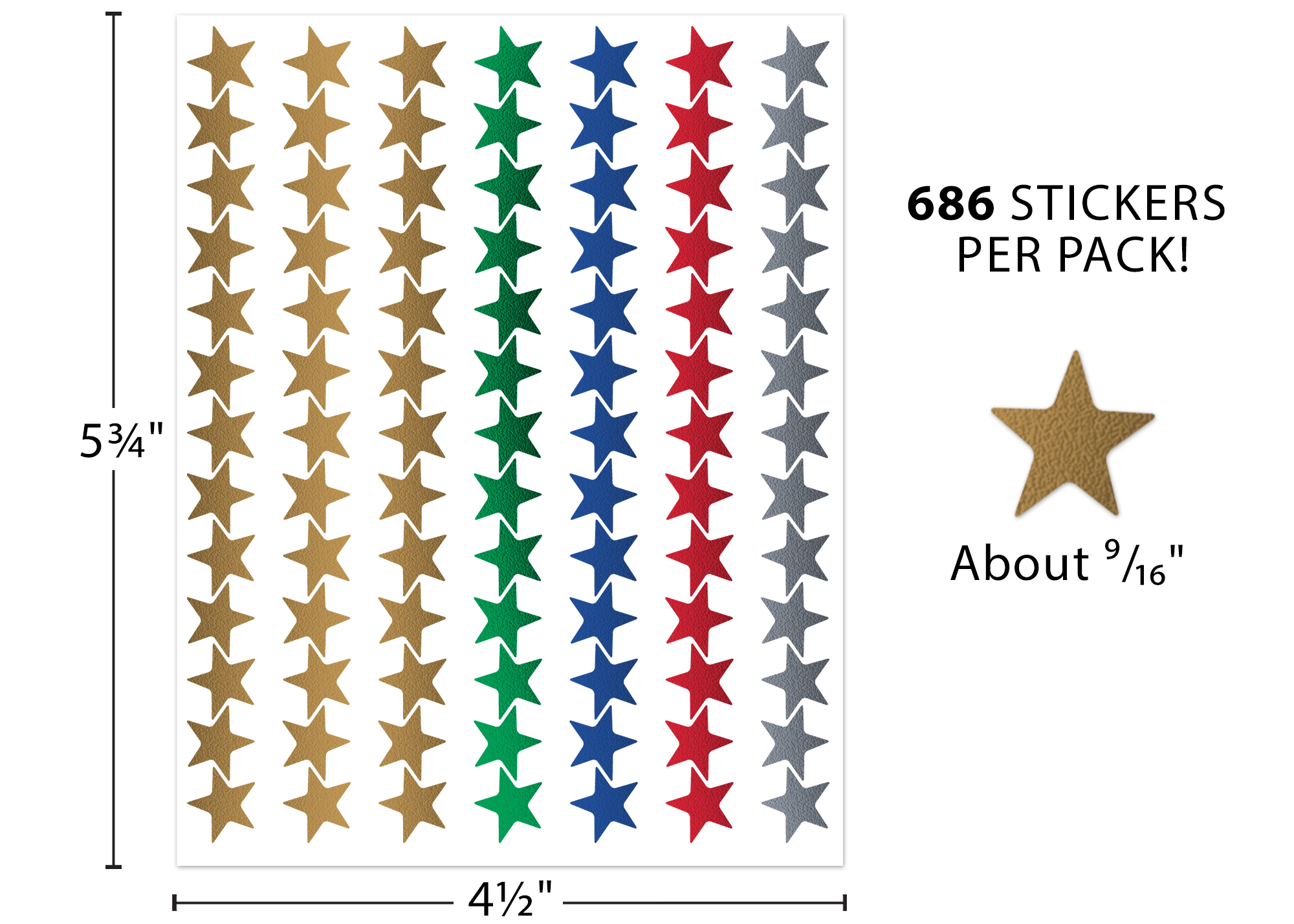 Assorted Foil Stars Stickers Valu-Pak