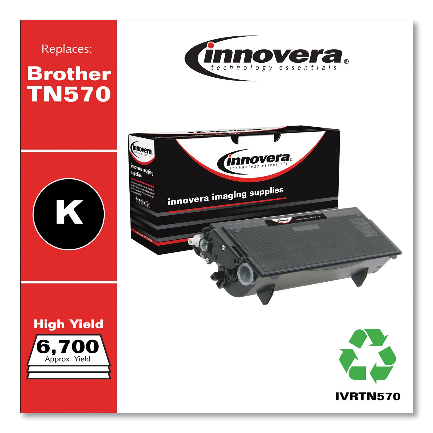 Remanufactured Black High-Yield Toner, Replacement for TN570, 6,700 Page-Yield