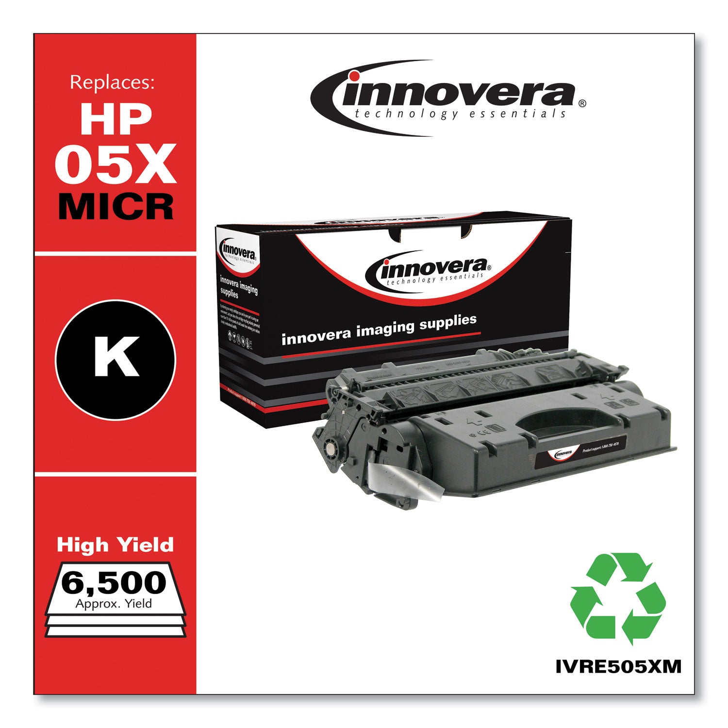 Remanufactured Black High-Yield MICR Toner, Replacement for 05XM (CE505XM), 6,500 Page-Yield