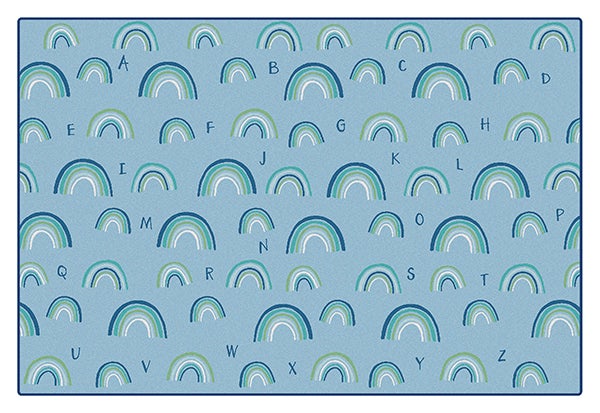 KIDSoft Rainbows Literacy Rug Blue  - 4ft x 6ft - Rectangle - Light Blue