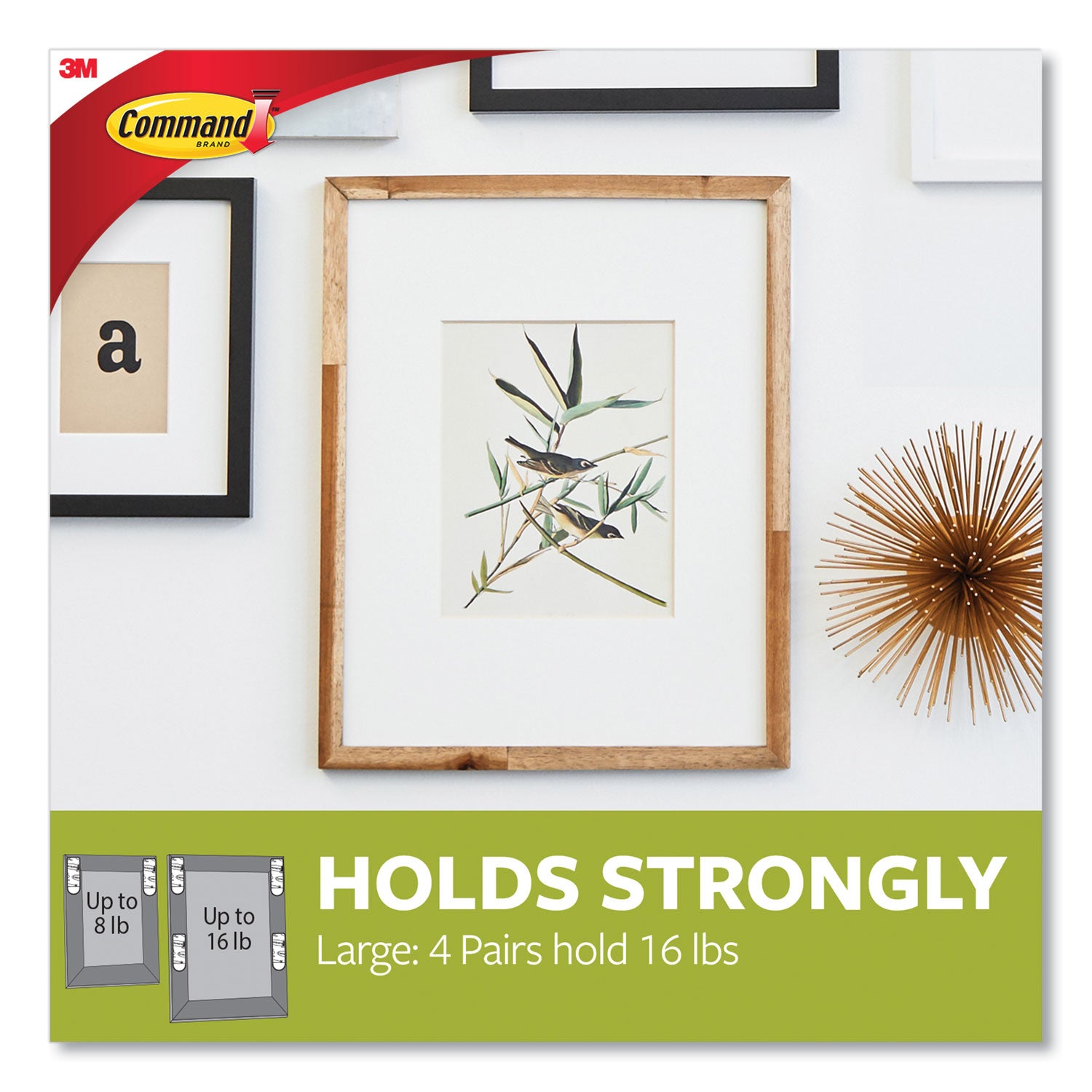 Picture Hanging Strips, Removable, Holds Up To 4 Lbs Per Pair, 0.75 X 3.65, Black, 4 Pairs/pack