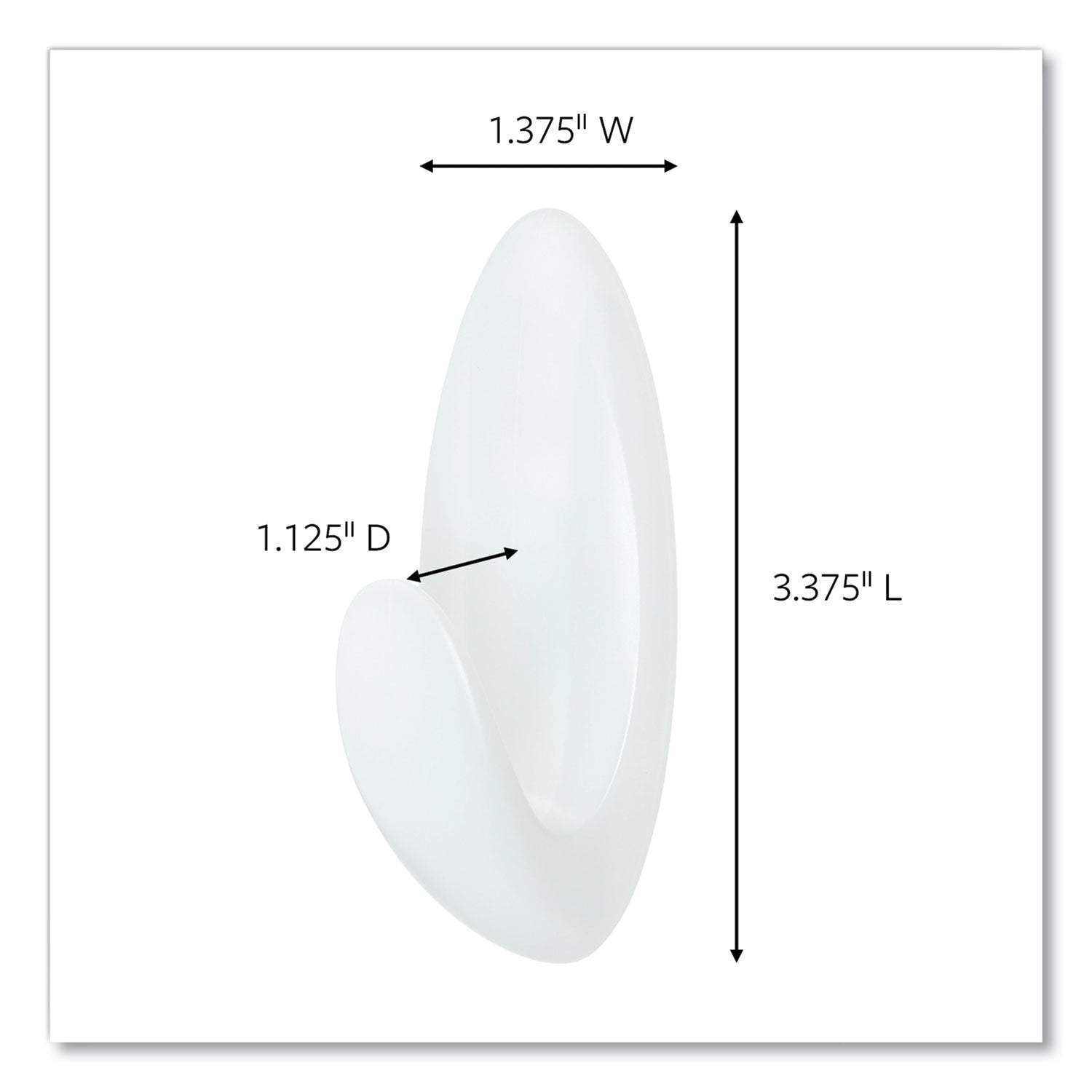 Medium Bath Hooks Value Pack, Plastic, White, 3 Lb Capacity, 6 Hooks And 6 Strips