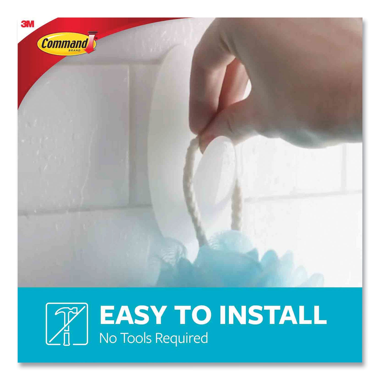 Medium Bath Hooks Value Pack, Plastic, White, 3 Lb Capacity, 6 Hooks And 6 Strips