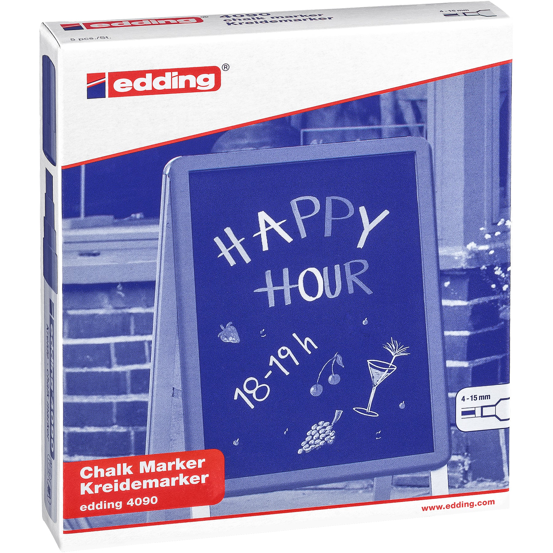 edding 4090 Chalk Marker - Box of 5 - Basic