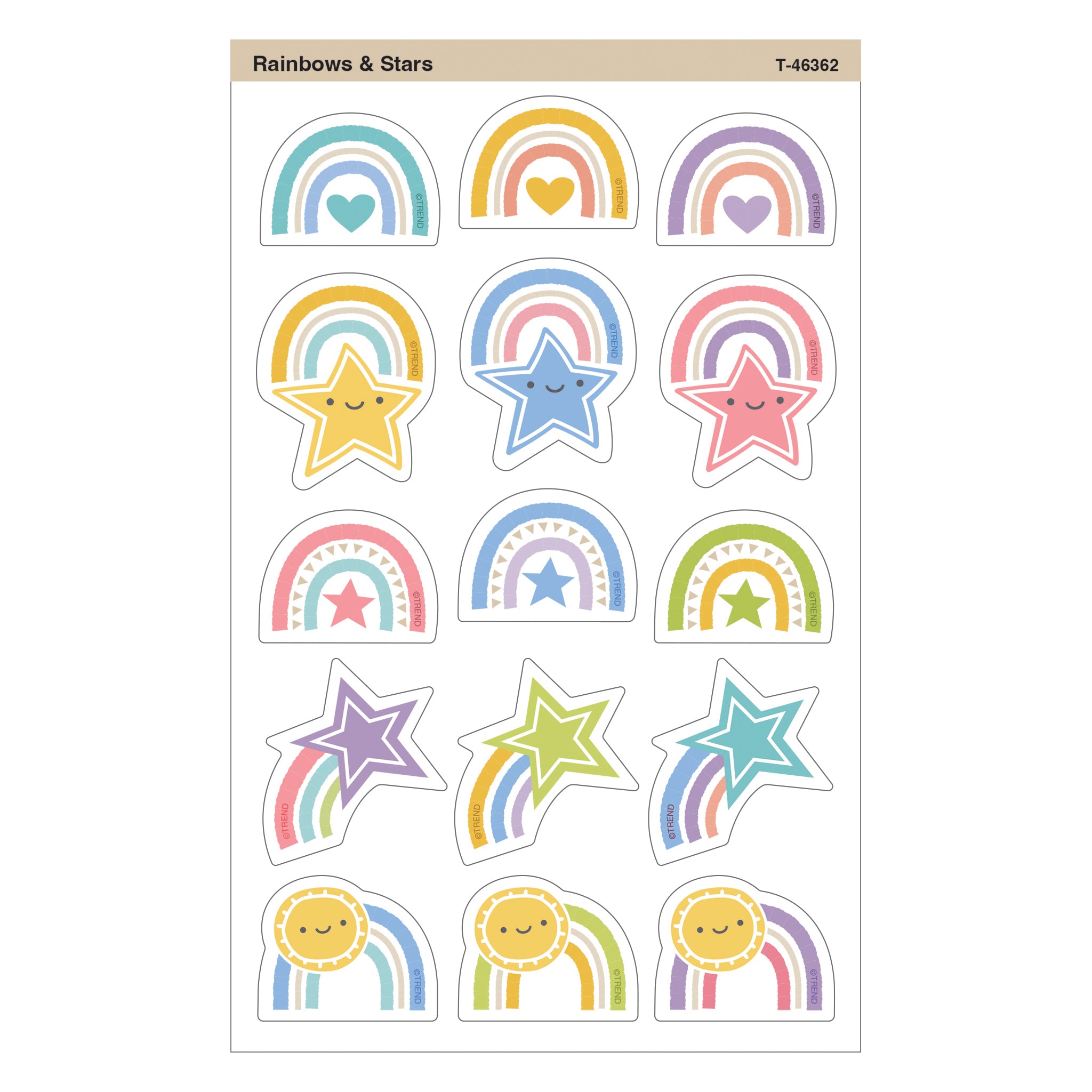 Rainbows & Stars Large superShapes Stickers, 120 Count