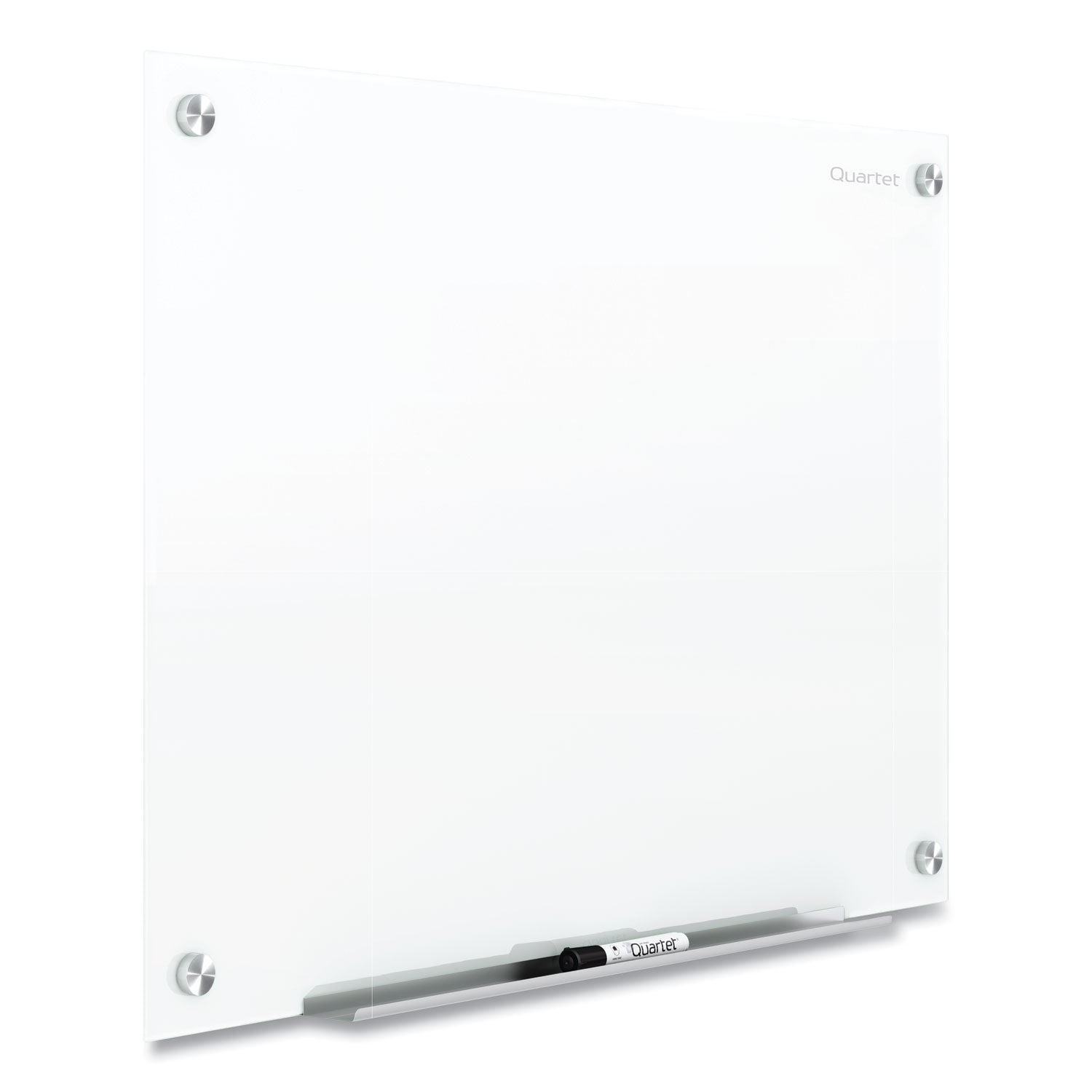 48" (4 ft) Width x 48" (4 ft) Height - White Tempered Glass Surface - Square - Horizontal/Vertical - Magnetic - Frameless, Accessory Tray, Stain Resistant, Ghost Resistant, Durable, Scratch Resistant, Dent Resistant, Non-absorbent - 1 Each