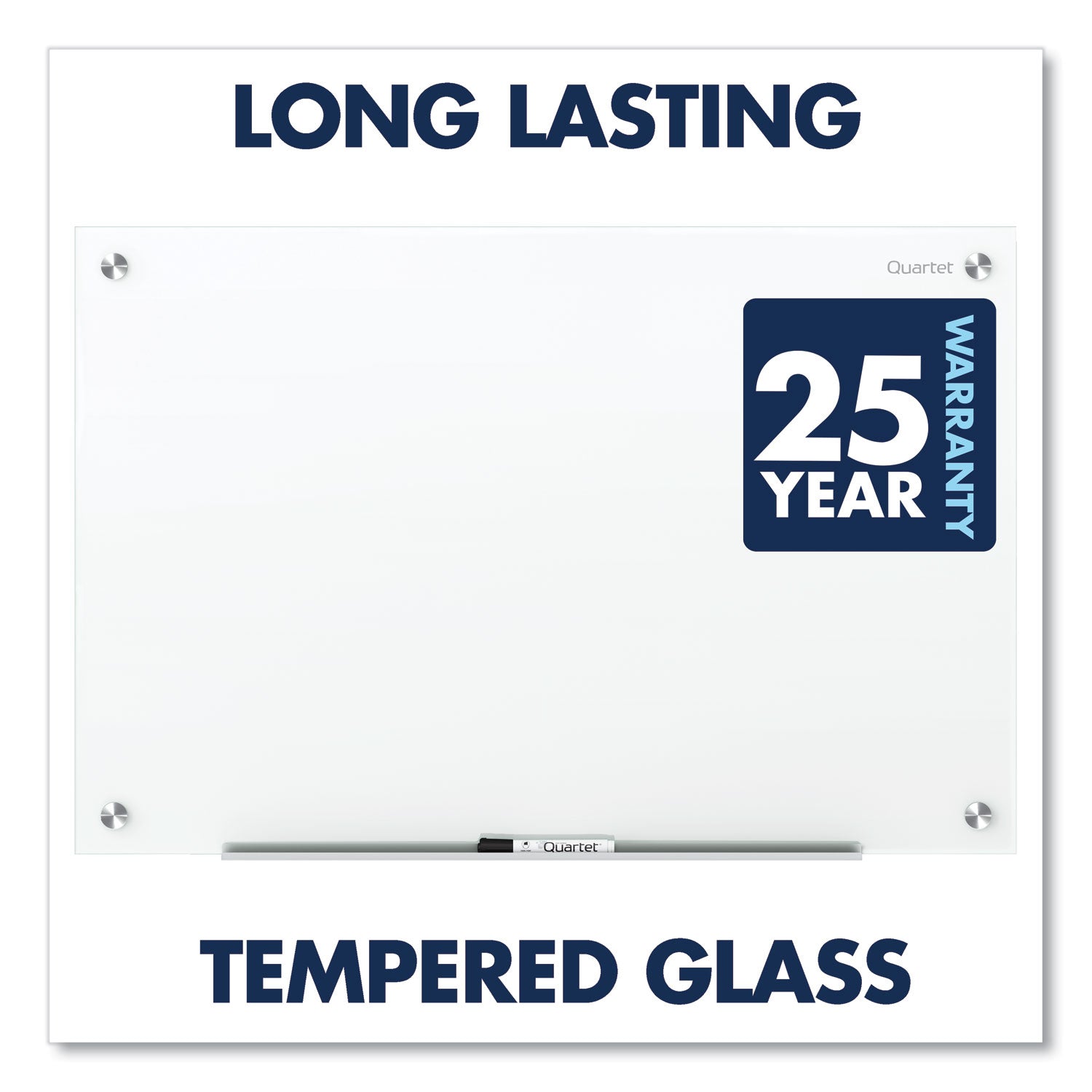 Quartet Infinity Magnetic Glass Dry-Erase Board, 72" x 48", White Tempered Glass, Rectangle, Magnetic, Frameless, Accessory Tray, 2 Magnets, 1 Marker, 1 Each