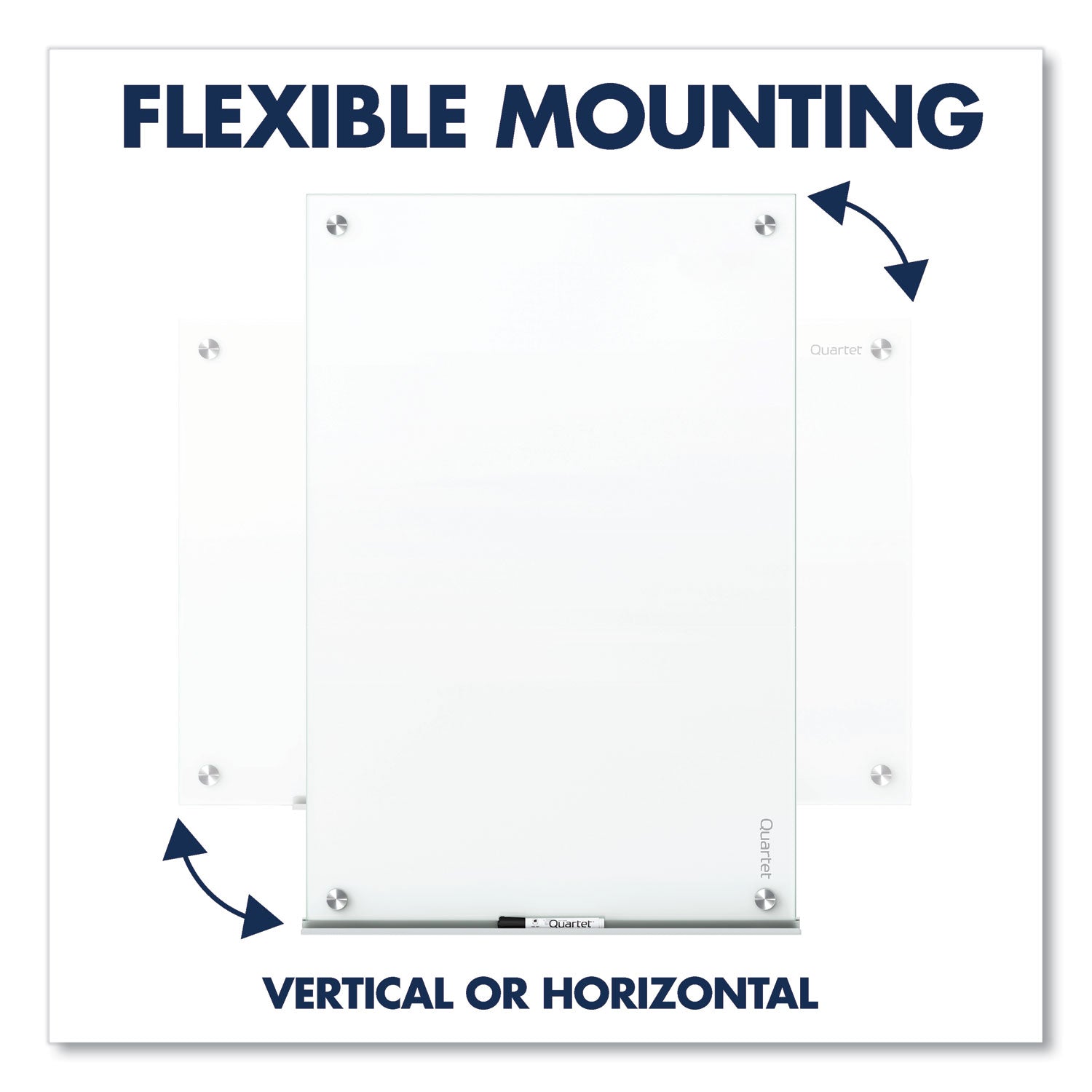 48" (4 ft) Width x 48" (4 ft) Height - White Tempered Glass Surface - Square - Horizontal/Vertical - Magnetic - Frameless, Accessory Tray, Stain Resistant, Ghost Resistant, Durable, Scratch Resistant, Dent Resistant, Non-absorbent - 1 Each