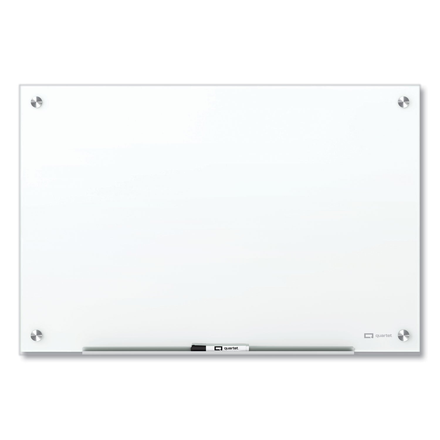 48" (4 ft) Width x 48" (4 ft) Height - White Tempered Glass Surface - Square - Horizontal/Vertical - Magnetic - Frameless, Accessory Tray, Stain Resistant, Ghost Resistant, Durable, Scratch Resistant, Dent Resistant, Non-absorbent - 1 Each