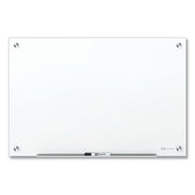 48" (4 ft) Width x 48" (4 ft) Height - White Tempered Glass Surface - Square - Horizontal/Vertical - Magnetic - Frameless, Accessory Tray, Stain Resistant, Ghost Resistant, Durable, Scratch Resistant, Dent Resistant, Non-absorbent - 1 Each