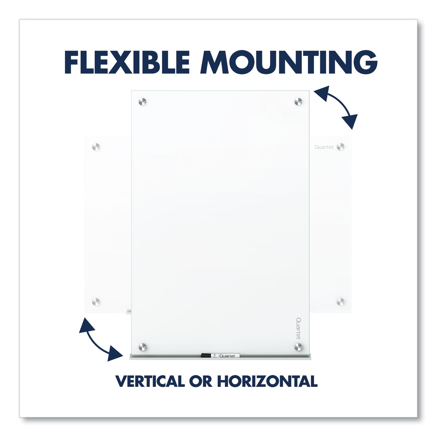 96" (8 ft) Width x 48" (4 ft) Height - Brilliance White Tempered Glass Surface - Rectangle - Horizontal/Vertical - Magnetic - 1 Each