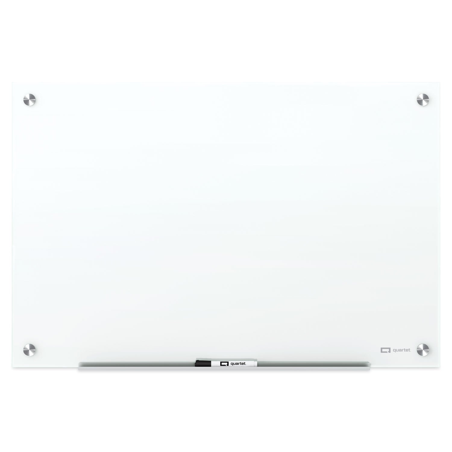 96" (8 ft) Width x 48" (4 ft) Height - Brilliance White Tempered Glass Surface - Rectangle - Horizontal/Vertical - Magnetic - 1 Each