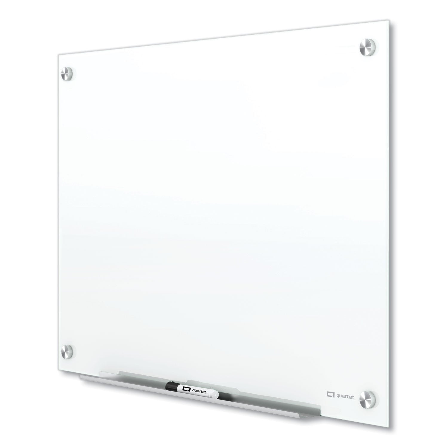 48" (4 ft) Width x 48" (4 ft) Height - White Tempered Glass Surface - Square - Horizontal/Vertical - Magnetic - Frameless, Accessory Tray, Stain Resistant, Ghost Resistant, Durable, Scratch Resistant, Dent Resistant, Non-absorbent - 1 Each