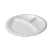 Foam Dinnerware, 3-Compartment Plate, 9" dia, White, 125/Sleeve, 4 Sleeves/Pack