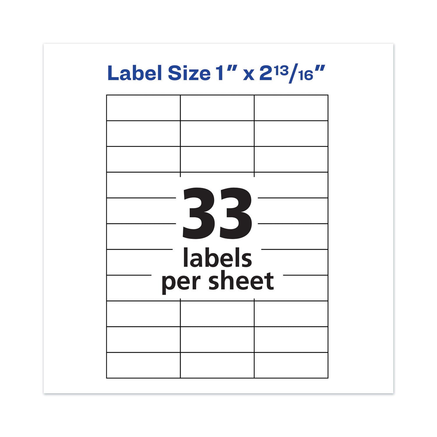 Copier Mailing Labels, Copiers, 1 X 2.81, White, 33/sheet, 500 Sheets/box