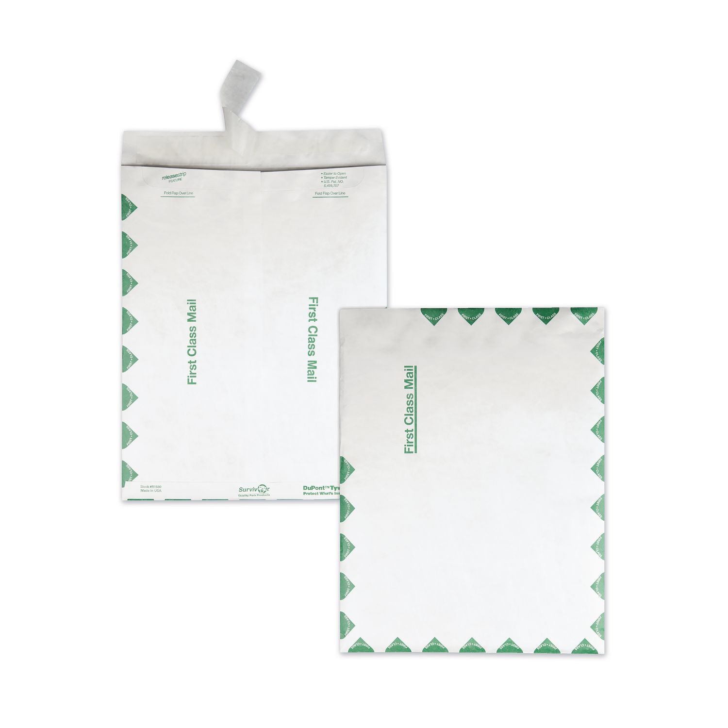 First Class Mail - #13 1/2 - 10" Width x 13" Length - 14 lb - Peel & Seal - White - Tyvek - 100 / Box