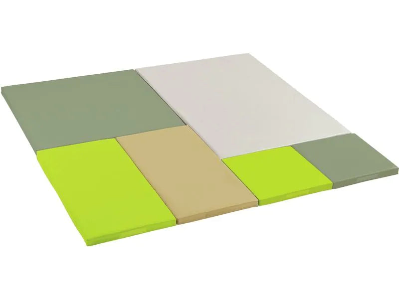 6-Square Mosaic Mats Kit - Light Green/Ivory, 56.7"L x 56.7"W