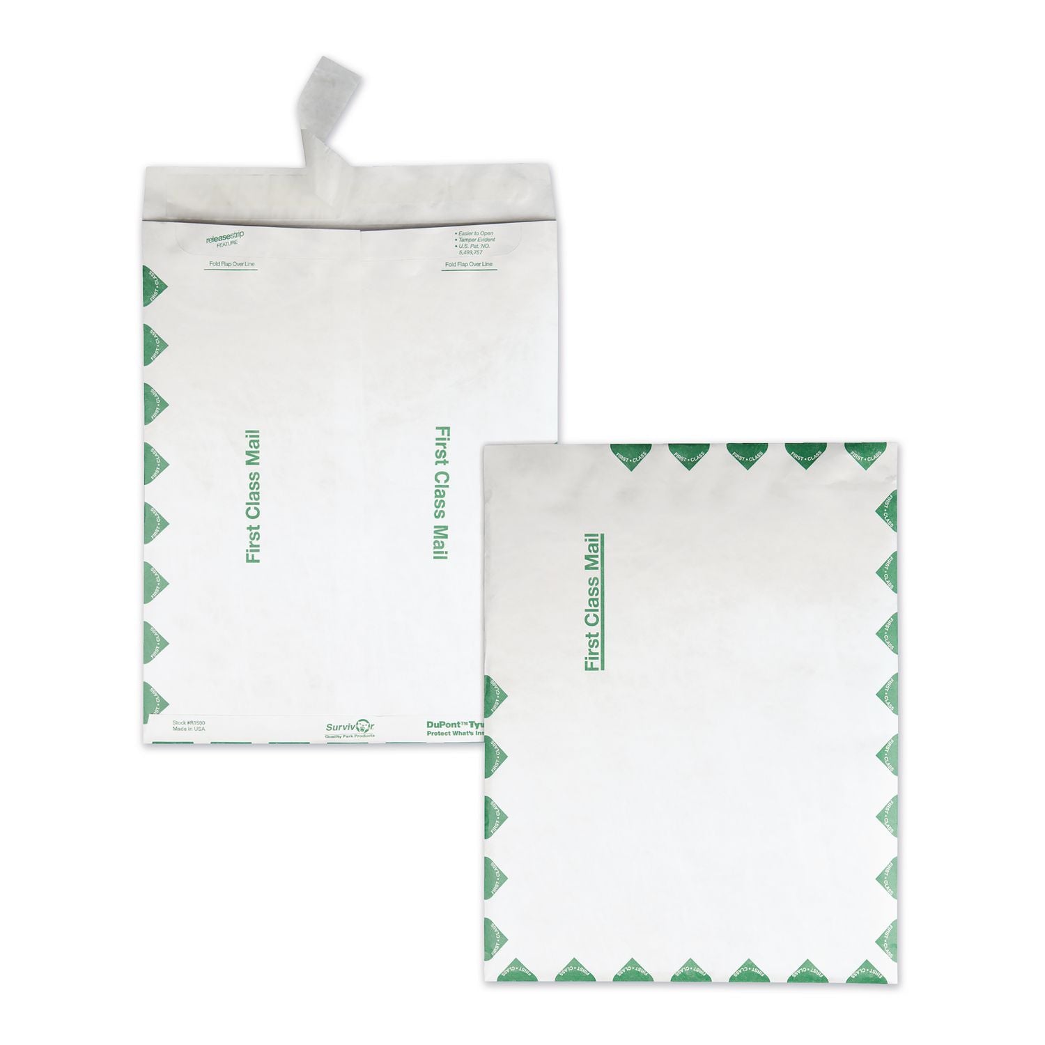 First Class Mail - #15 1/2 - 12" Width x 15 1/2" Length - 14 lb - Peel & Seal - White - Tyvek - 100 / Box