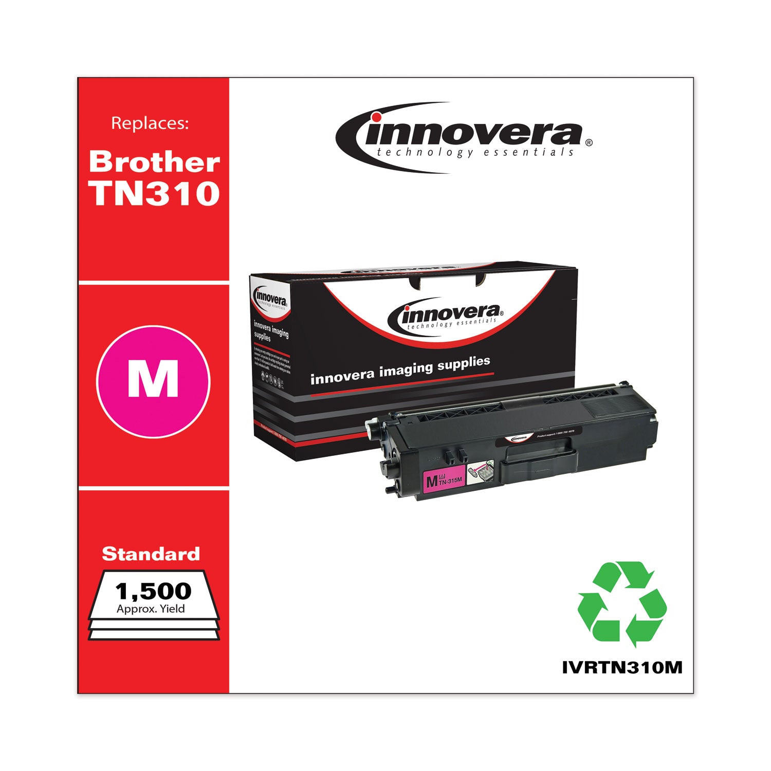 Remanufactured Magenta Toner, Replacement for TN310M, 1,500 Page-Yield