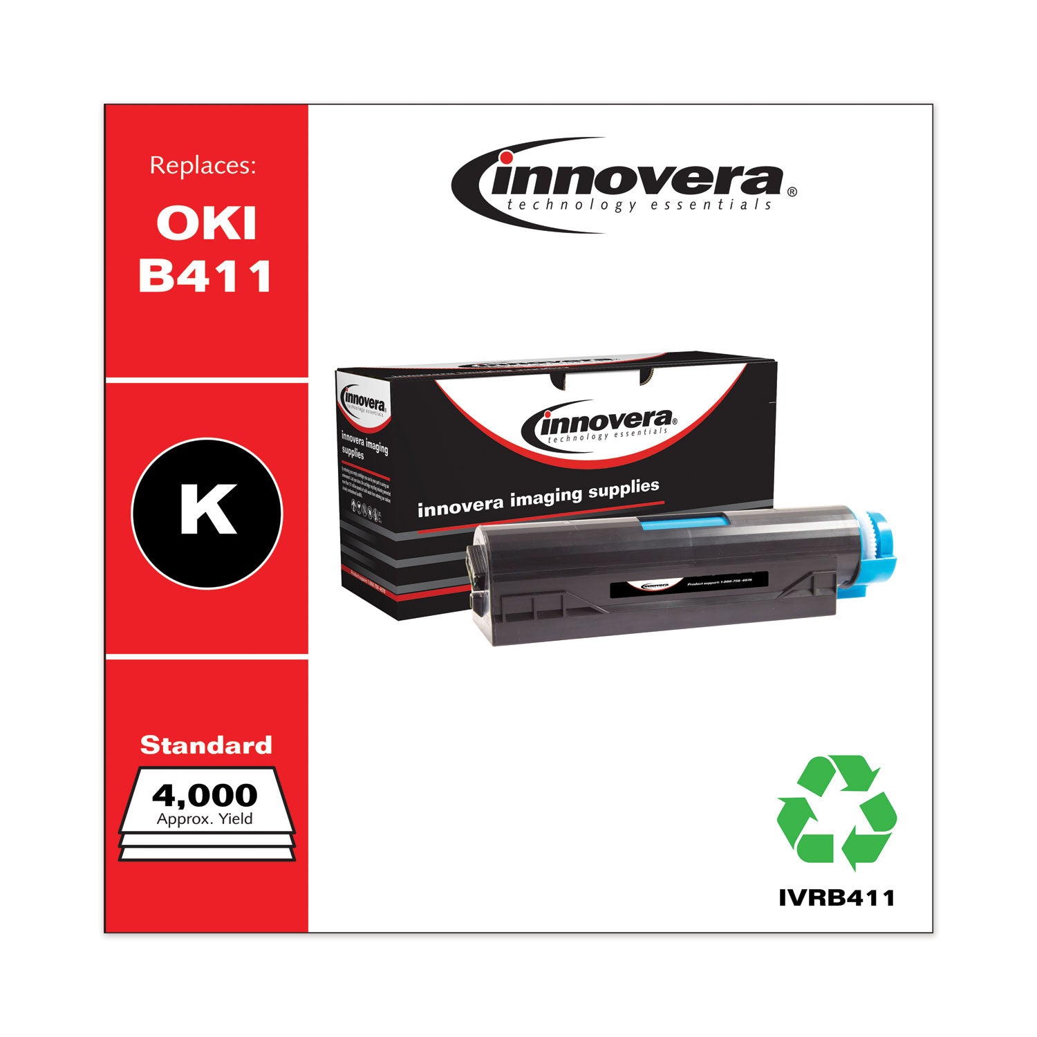 Remanufactured Black Toner, Replacement for 44574701, 4,000 Page-Yield