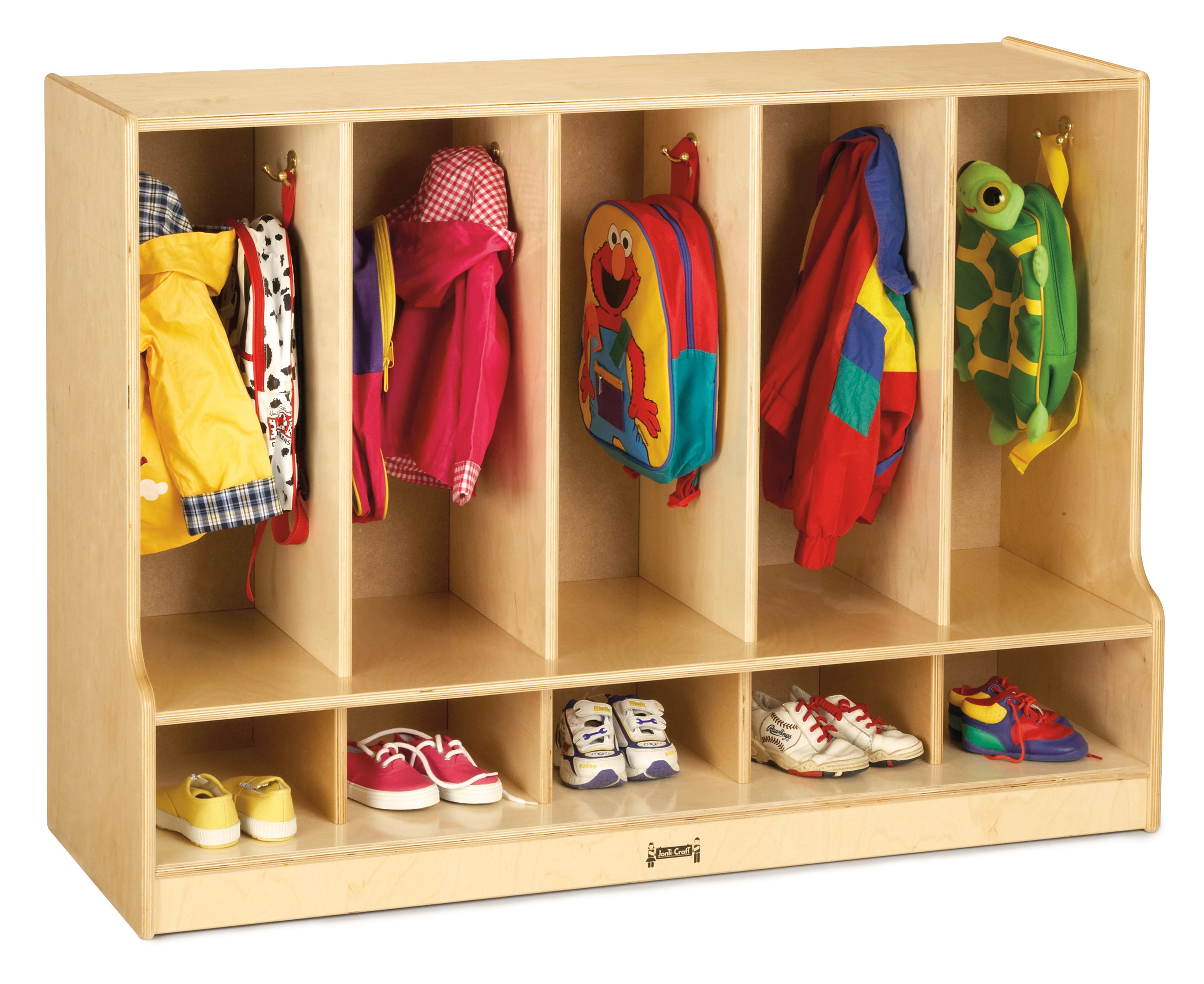 Jonti-Craft® Toddler 5 Section Coat Locker with Step - without Cubbie-Trays