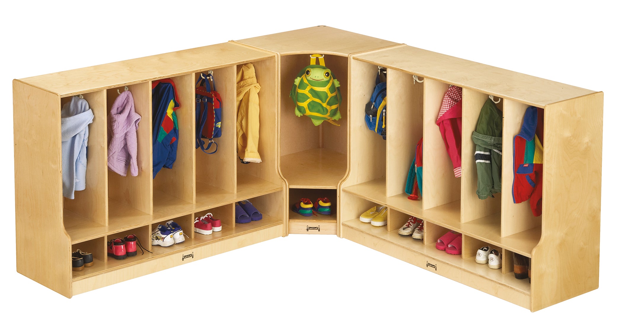 Jonti-Craft® Toddler 5 Section Coat Locker with Step - without Cubbie-Trays