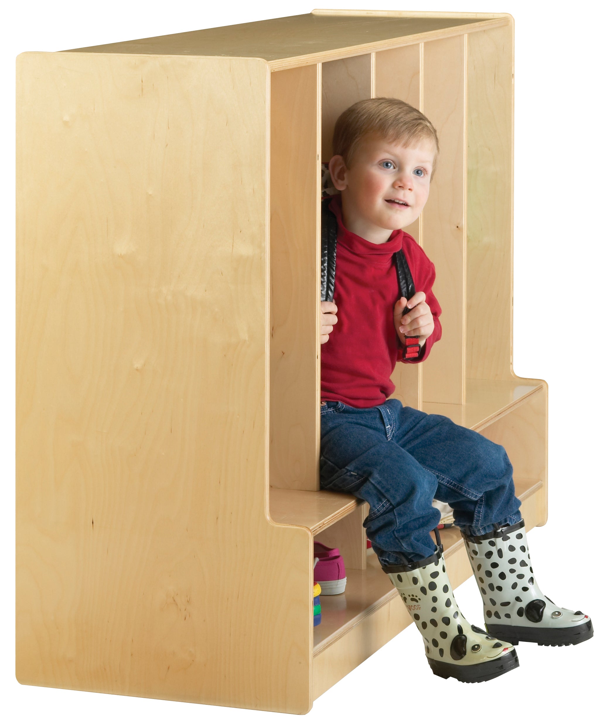 Jonti-Craft® Toddler 5 Section Coat Locker with Step - without Cubbie-Trays