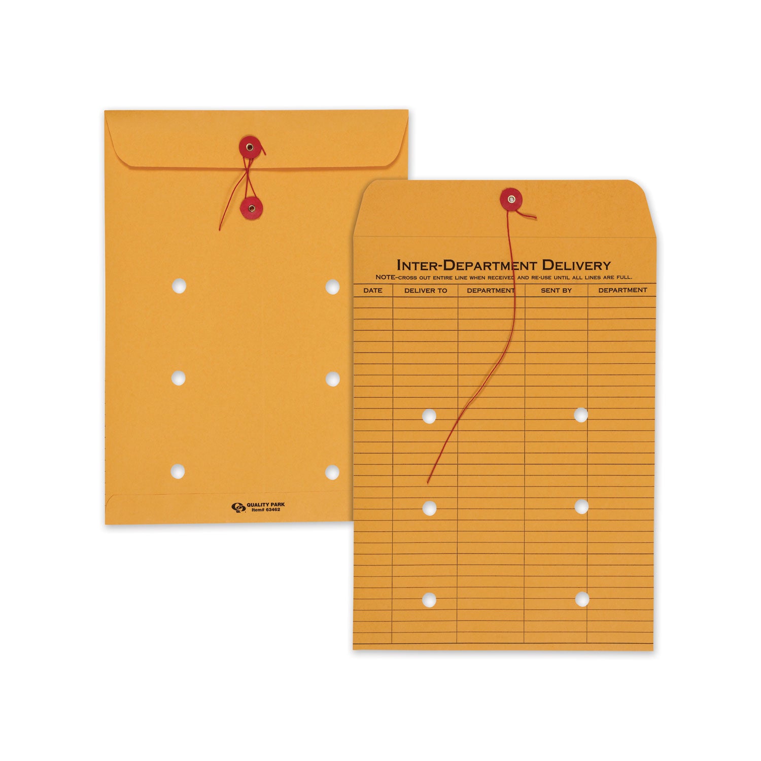 Inter-department - 9" Width x 12" Length - 28 lb - String/Button - Brown Kraft - Kraft - 100 / Box