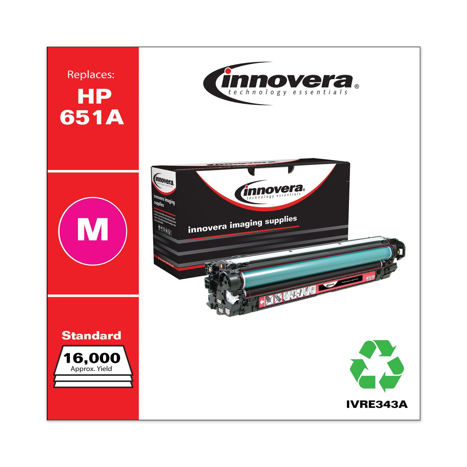 Remanufactured Magenta Toner, Replacement for 651A (CE343A), 13,500 Page-Yield